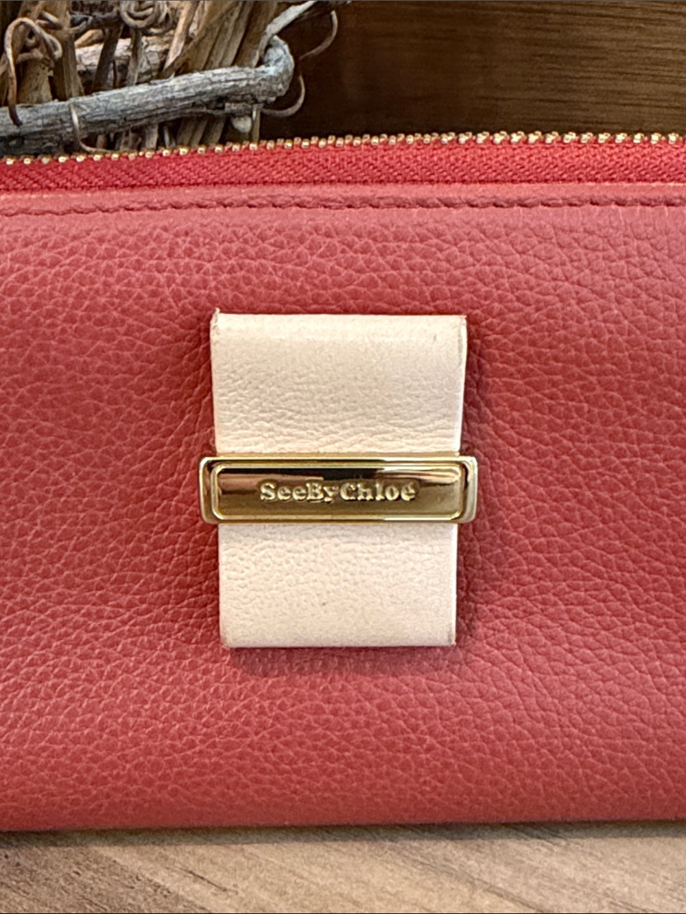 See By Chloe Coral Zip-Around Wallet with Blush Accent - Picture 2 of 8